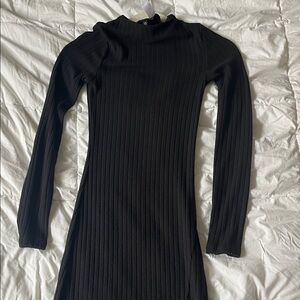 Elegant Black Ribbed Dress